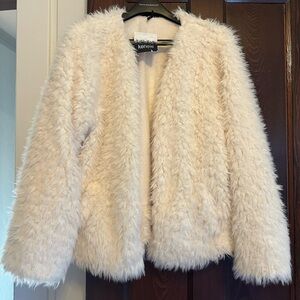 Kensie Women's Plush Cream Teddy Jacket